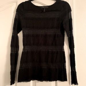 BCBG Black Lace Long Sleeve Blouse | Size Small